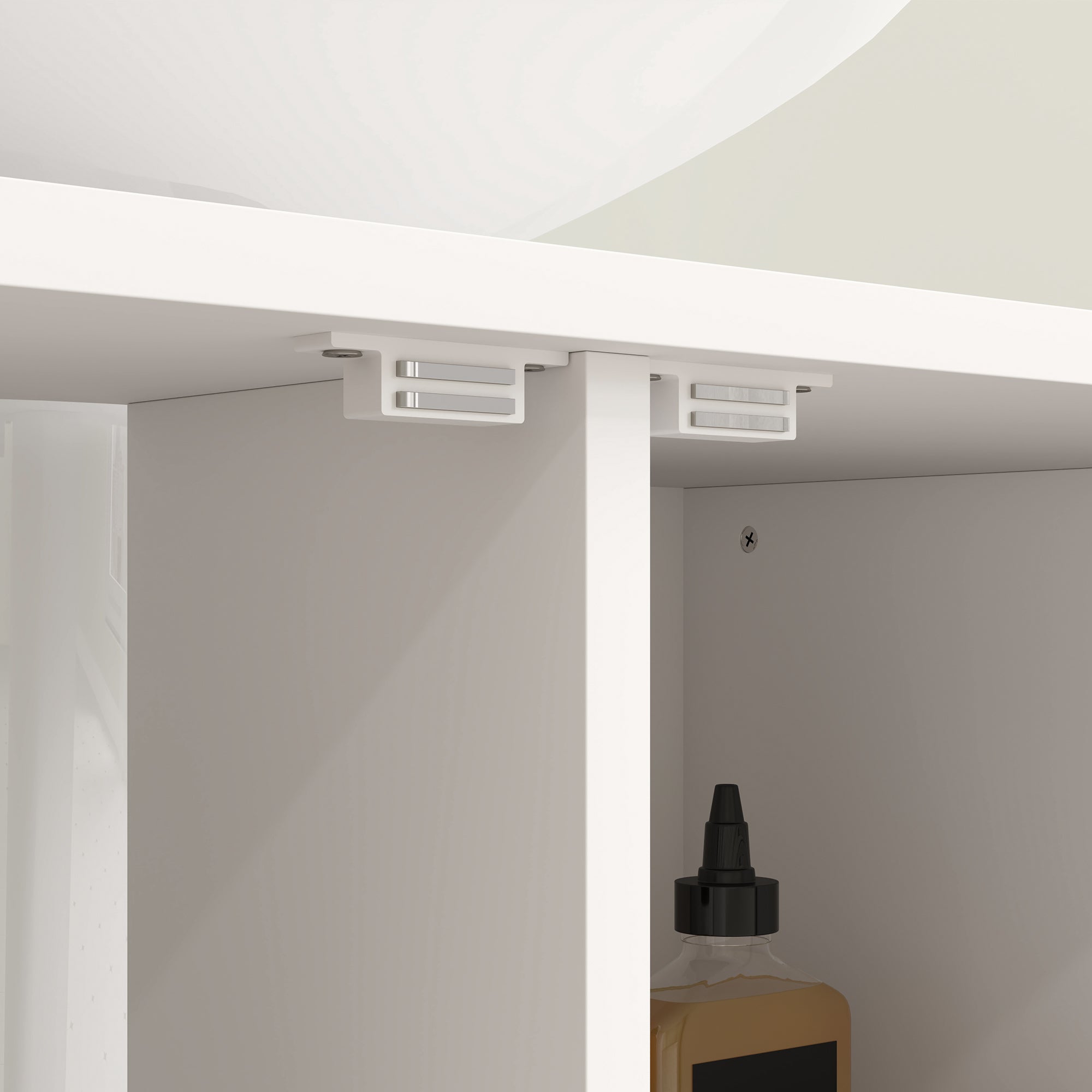 Under Sink Bathroom Cabinet, Rustic Under Sink Cabinet with Herringbone Doors and Open Compartment for Basin with or without Pedestal, 80 x 40 x 60cm, Cream White