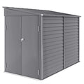5 x 9ft Galvanised Metal Garden Shed with Foundation Kit, Outdoor Lean-to Shed, Tool Storage House for Garden, Grey