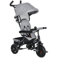 6 in 1 Kids Trike Push Bike with Canopy, 5-Point Safety Belt, Storage & Brake for Ages 1-5 - Grey