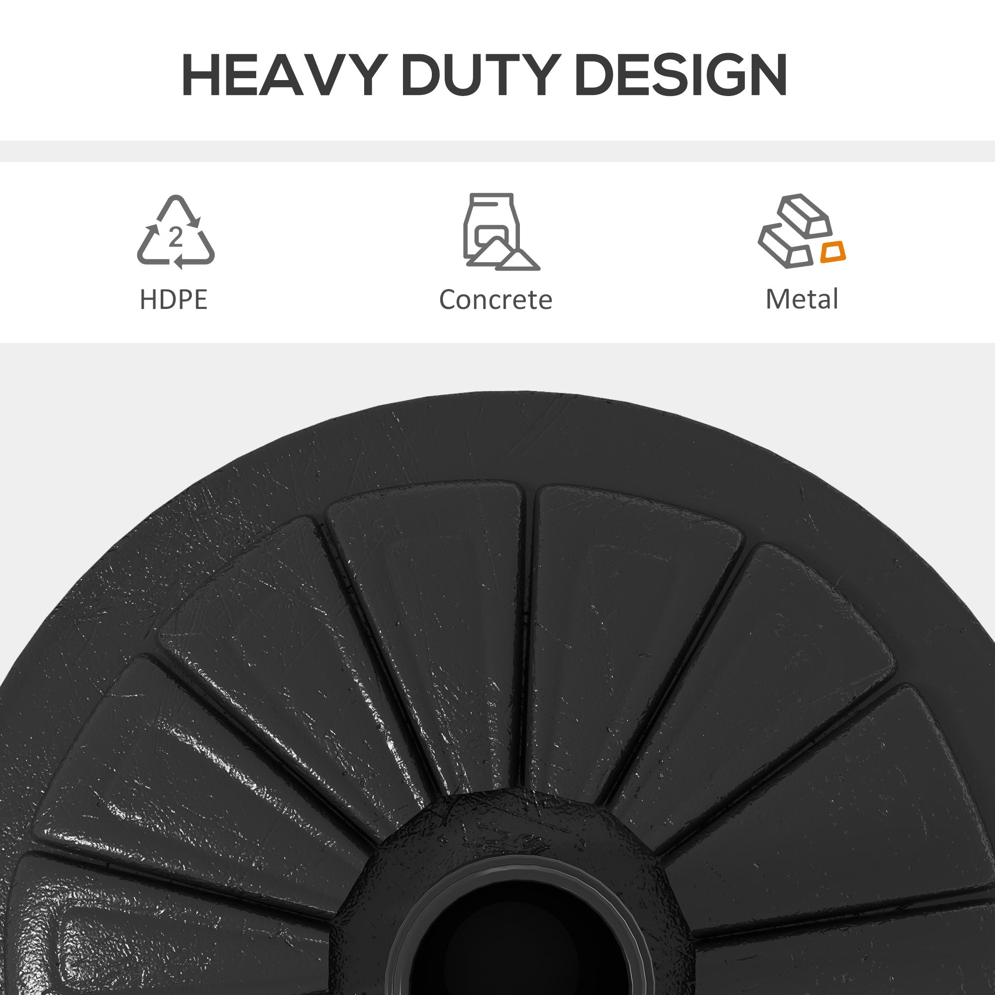 Umbrella Base, Heavy Duty Concrete Base Holder with Steel Pole, Round Parasol Stand for Patio, Outdoor, Garden, Black