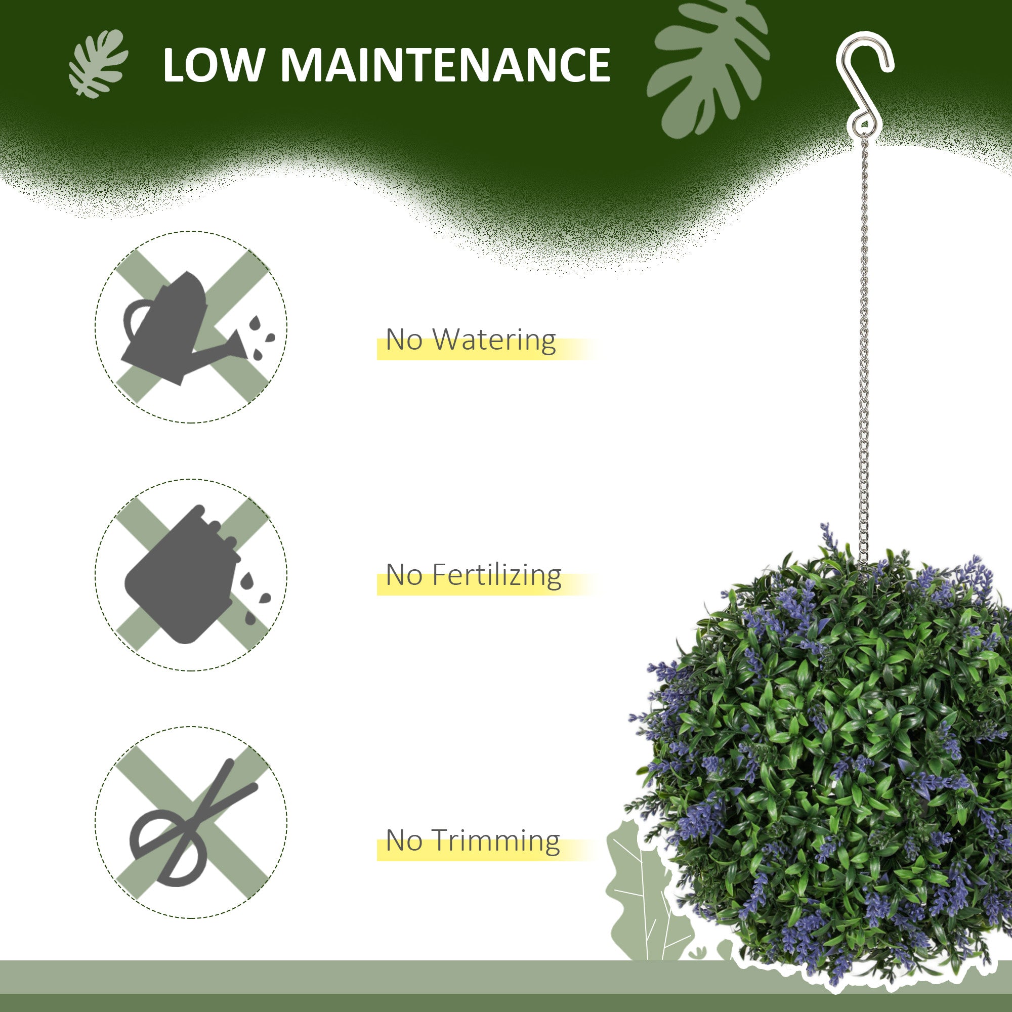 Set of 2 UV-Protected Artificial Plant Topiary Balls 27cm for Indoor Outdoor Decor - Purple
