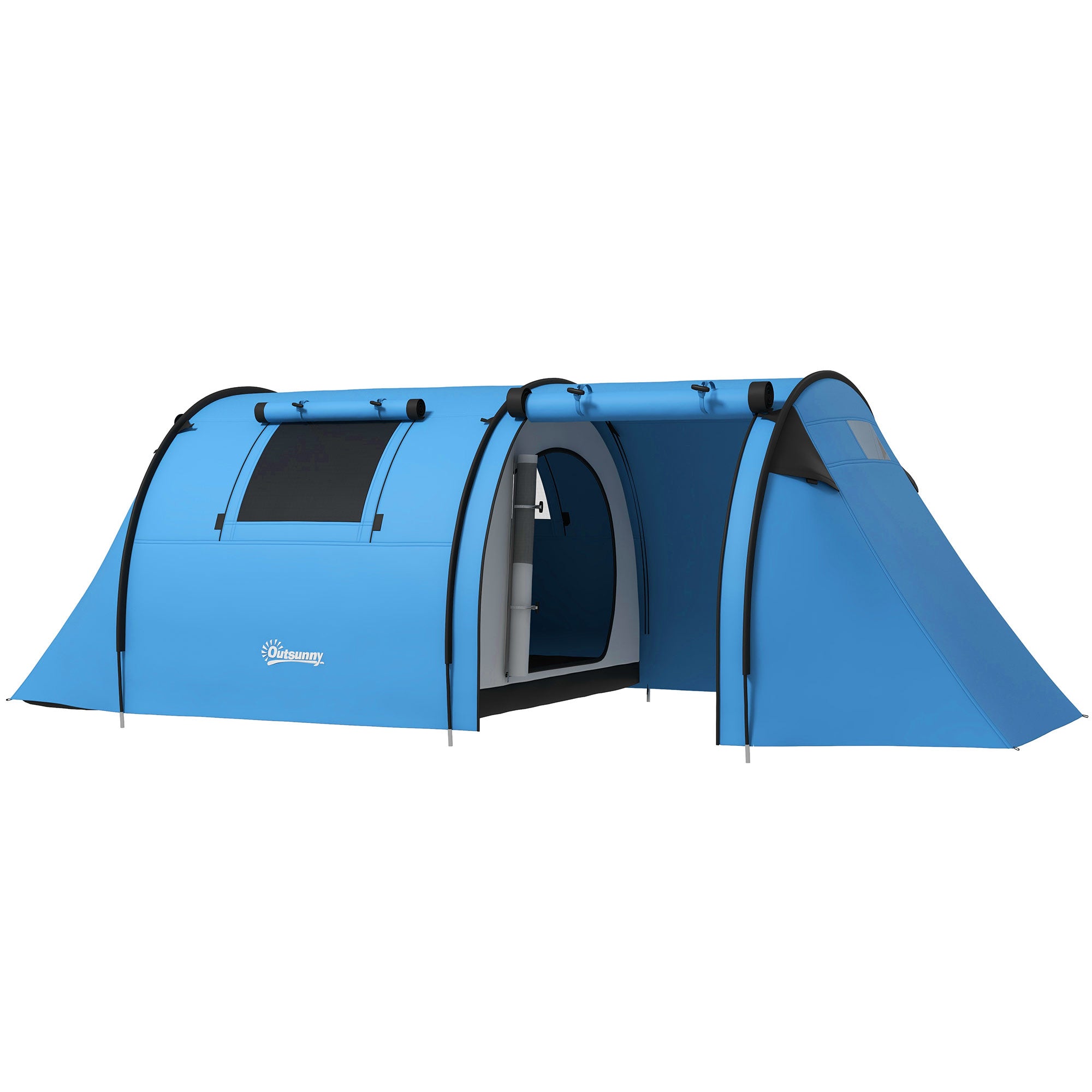 Four Man Duo Room Tunnel Tent, with Accessories - Sky Blue