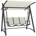 3 Seater Swing Chair, Garden Swing Bench with Adjustable Tilting Canopy, Breathable Mesh Seat 360 kg Capacity, White