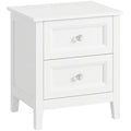 Nightstand with 2 Drawers Modern Bedside Table for Bedroom Living Room White