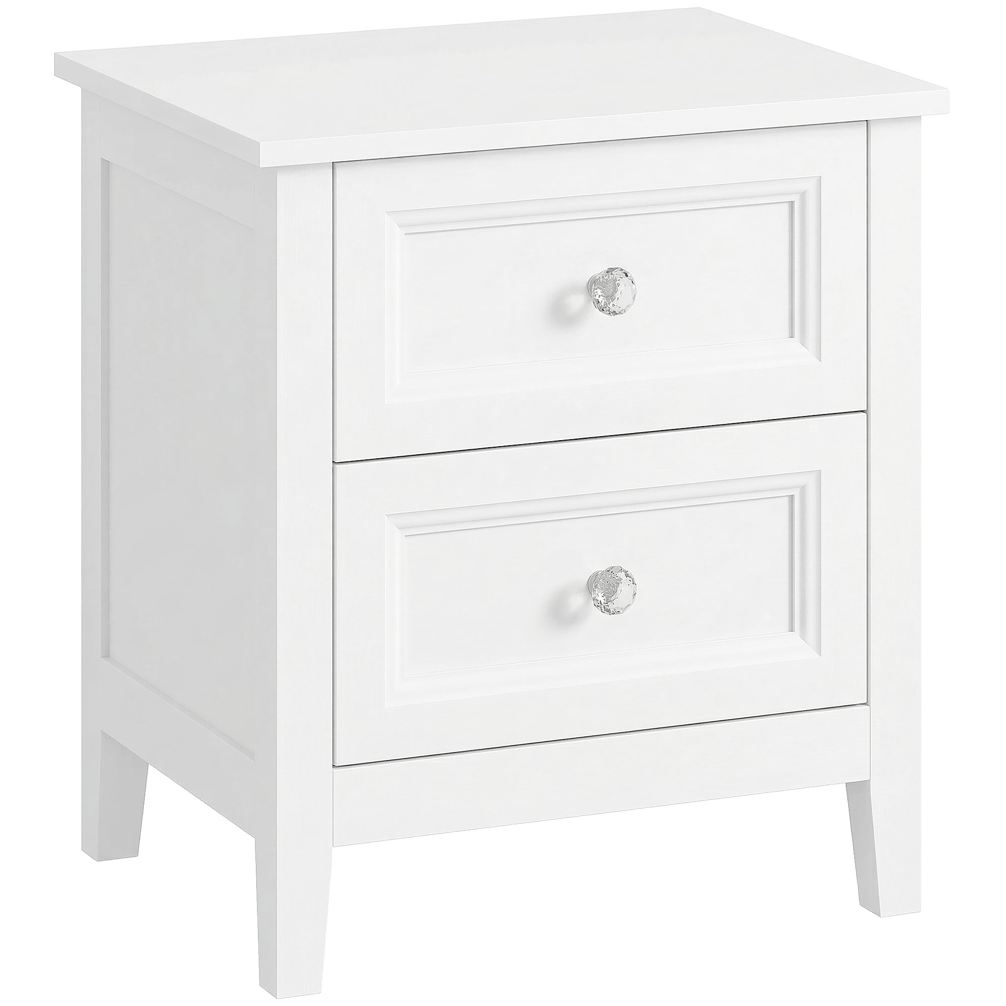 Nightstand with 2 Drawers Modern Bedside Table for Bedroom Living Room White