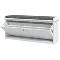 10-Shoe Storage Bench with Padded Seat - White/Grey