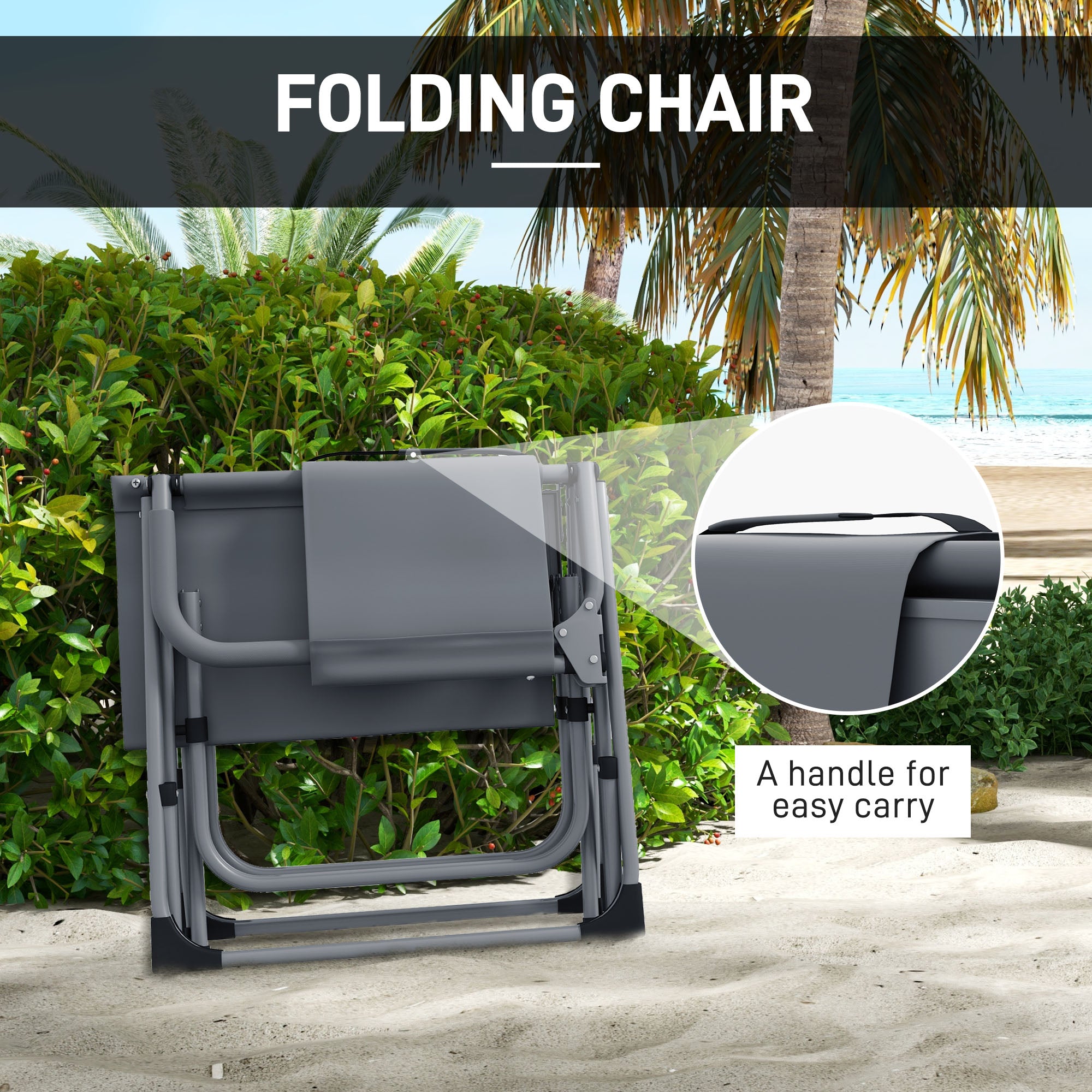 Folding Directors Camping Chair, with Side Table - Grey