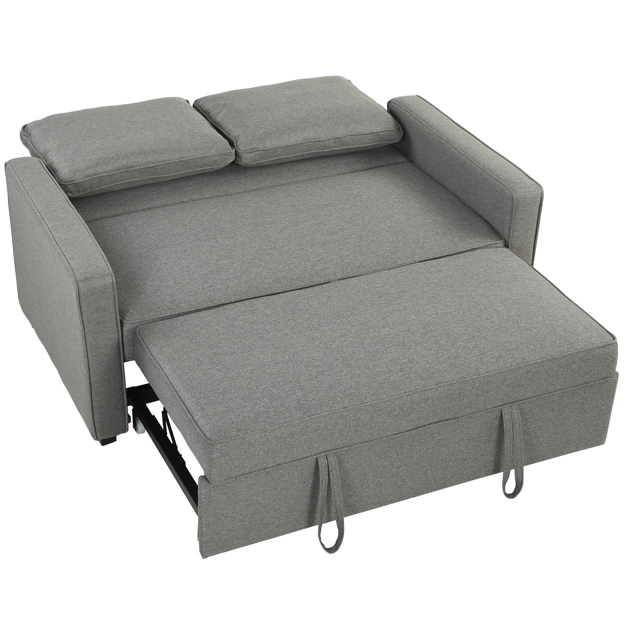 Double Sofa Bed Click Clack Sofa Bed Pull Out Bed with Adjustable Backrest for Living Room and Bedroom Grey