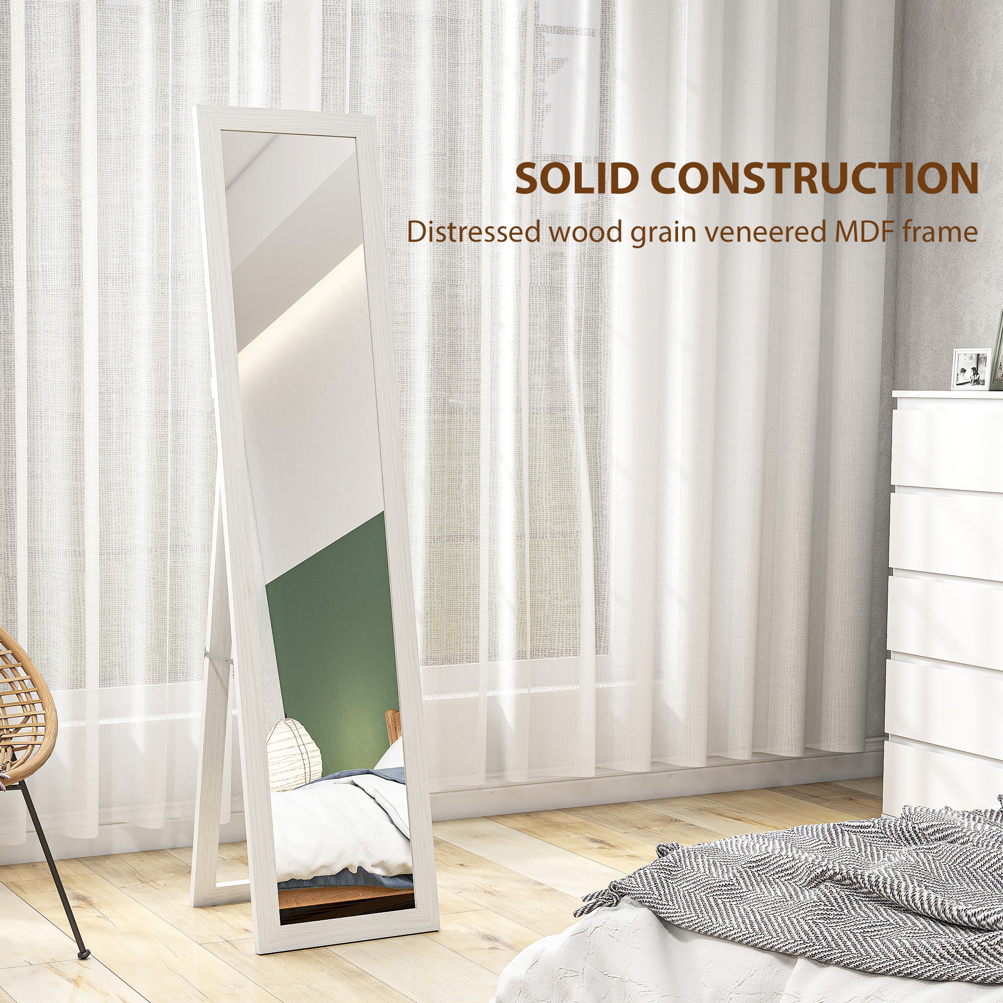 37 x 157 cm Full Length Mirror - White