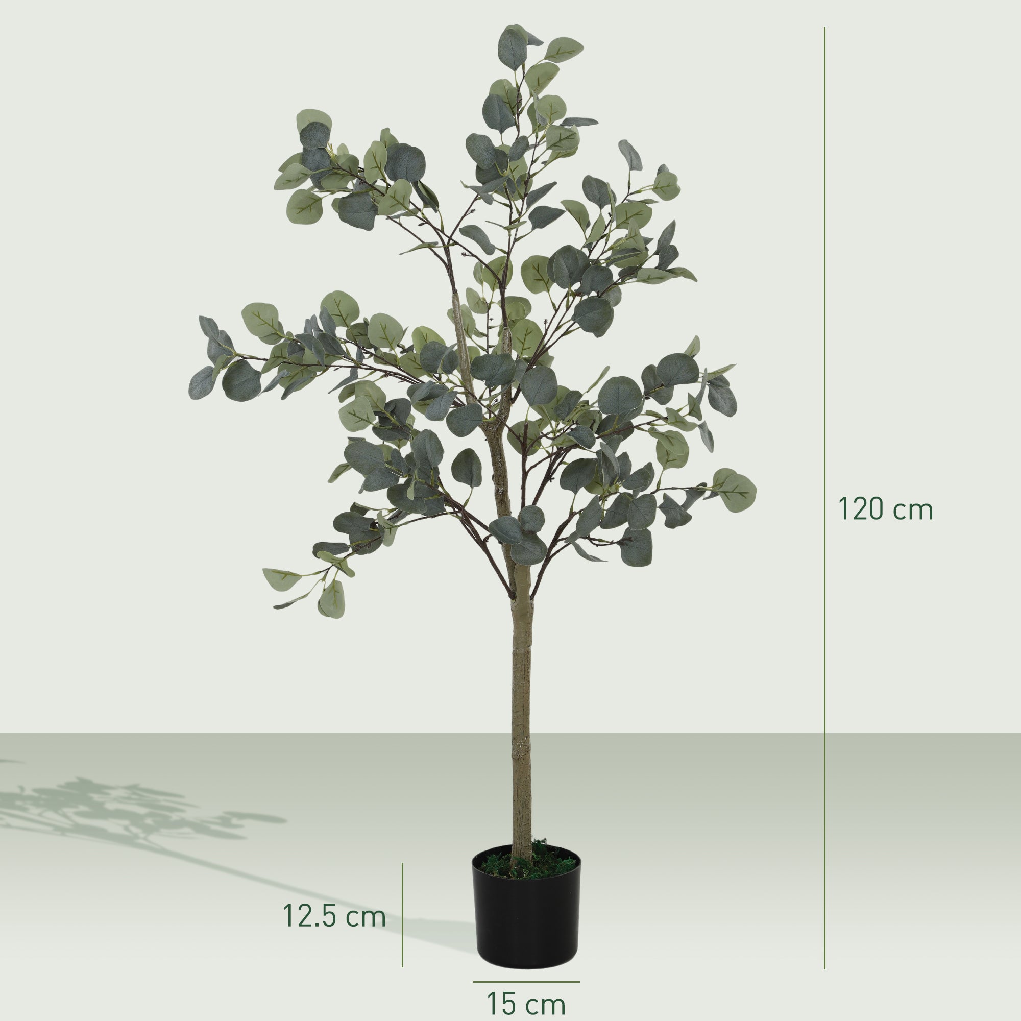 Set of 2 Decorative Artificial Tree, 4ft/ 120cm Silk Eucalyptus Trees with 230 Silver Dollar Leaves in Pot, Fake Plants for Home, Office, Living Room, Indoor Decor