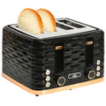 Four-Slice Rippled Toaster with 7 Toasting Levels - Black