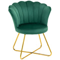 Velvet-Feel Lotus Petal Accent Chair with Steel Legs - Green