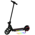 Folding Electric Scooter for Kids 6-14 with Dual Brakes, Front Suspension, LED Lights & Display, 6.8kg Aluminium, 14km/h - Black