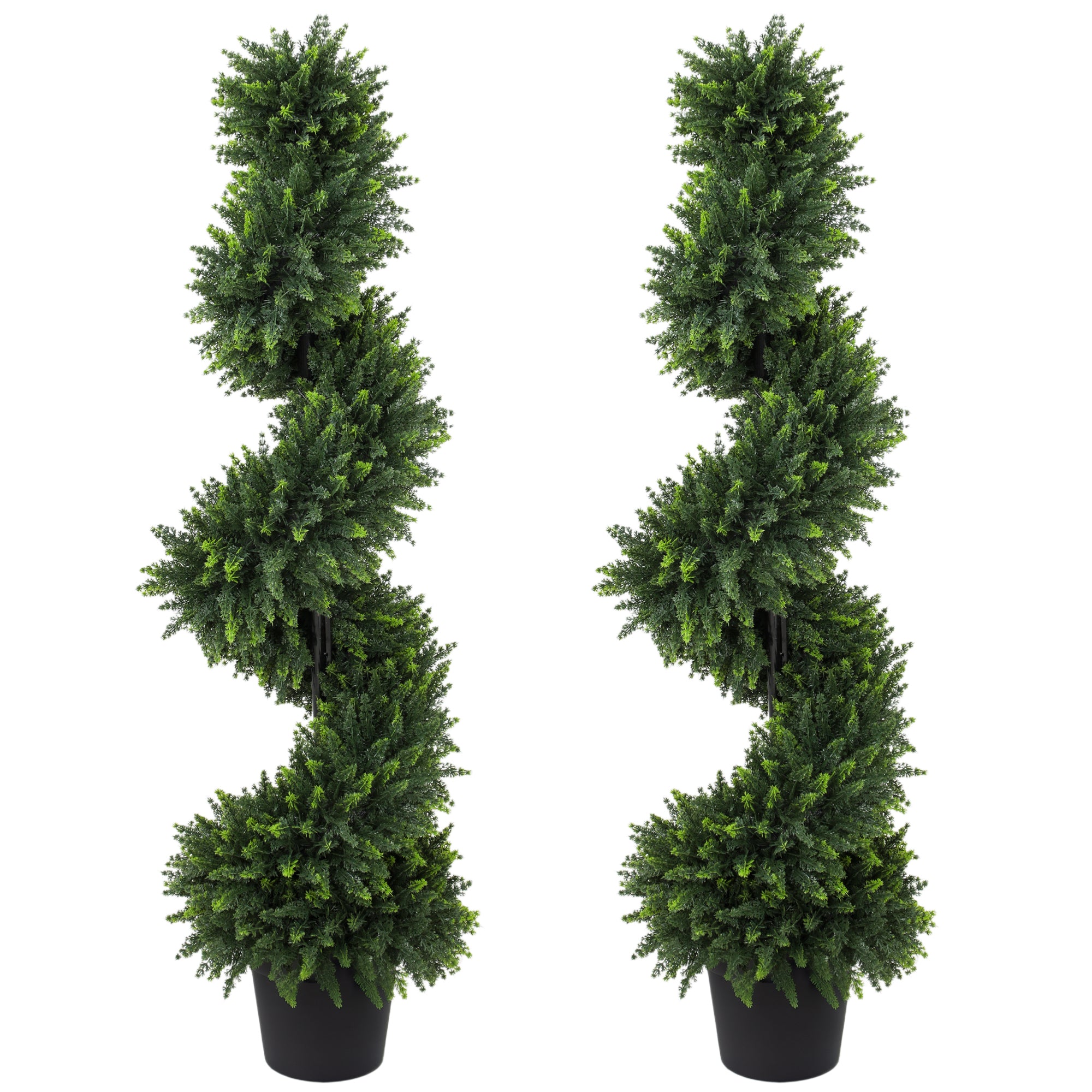 Decorative Artificial Plants Set of 2, UV Resistant Fake Plants in Pot for Indoor Outdoor Decor, 120 cm, Deep Green