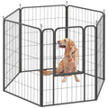 Heavy Duty 6-Panel Dog Playpen with Secure Door 100cm High for Indoor Outdoor - Black