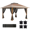 3.6m Pop-Up Gazebo with UPF50+ Canopy & Mesh Lining - Brown