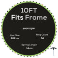 10ft Trampoline Replacement Mat with 54 V-Hooks and Spring Pull Tool for 14cm Springs - Green