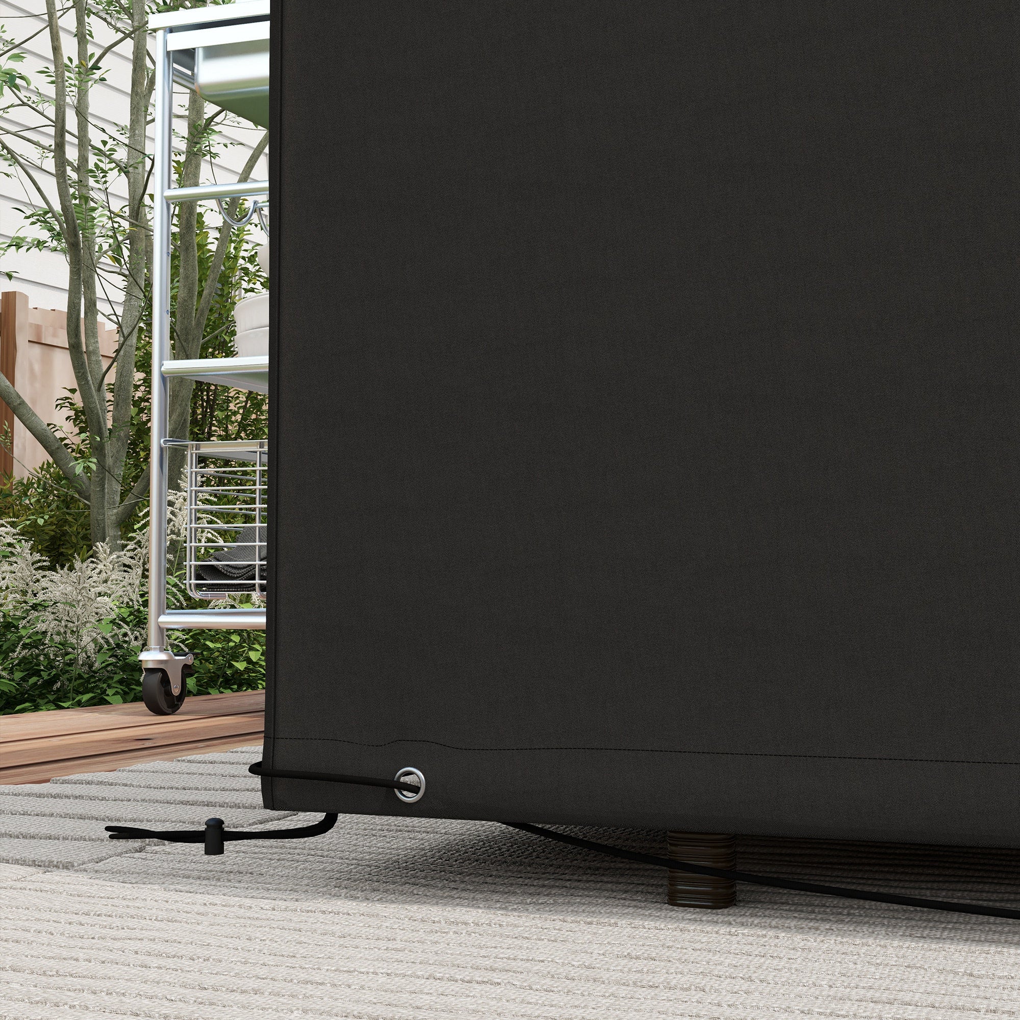 600D Oxford Waterproof Outdoor Garden Furniture Cover for Rectangular Sofa Table Set 245x165x66 cm - Black