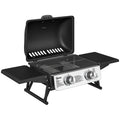 Two-Burner Compact Gas Grill with 2 Folding Side Shelves - Black