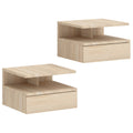 Set of Two Floating Bedside Tables - Oak