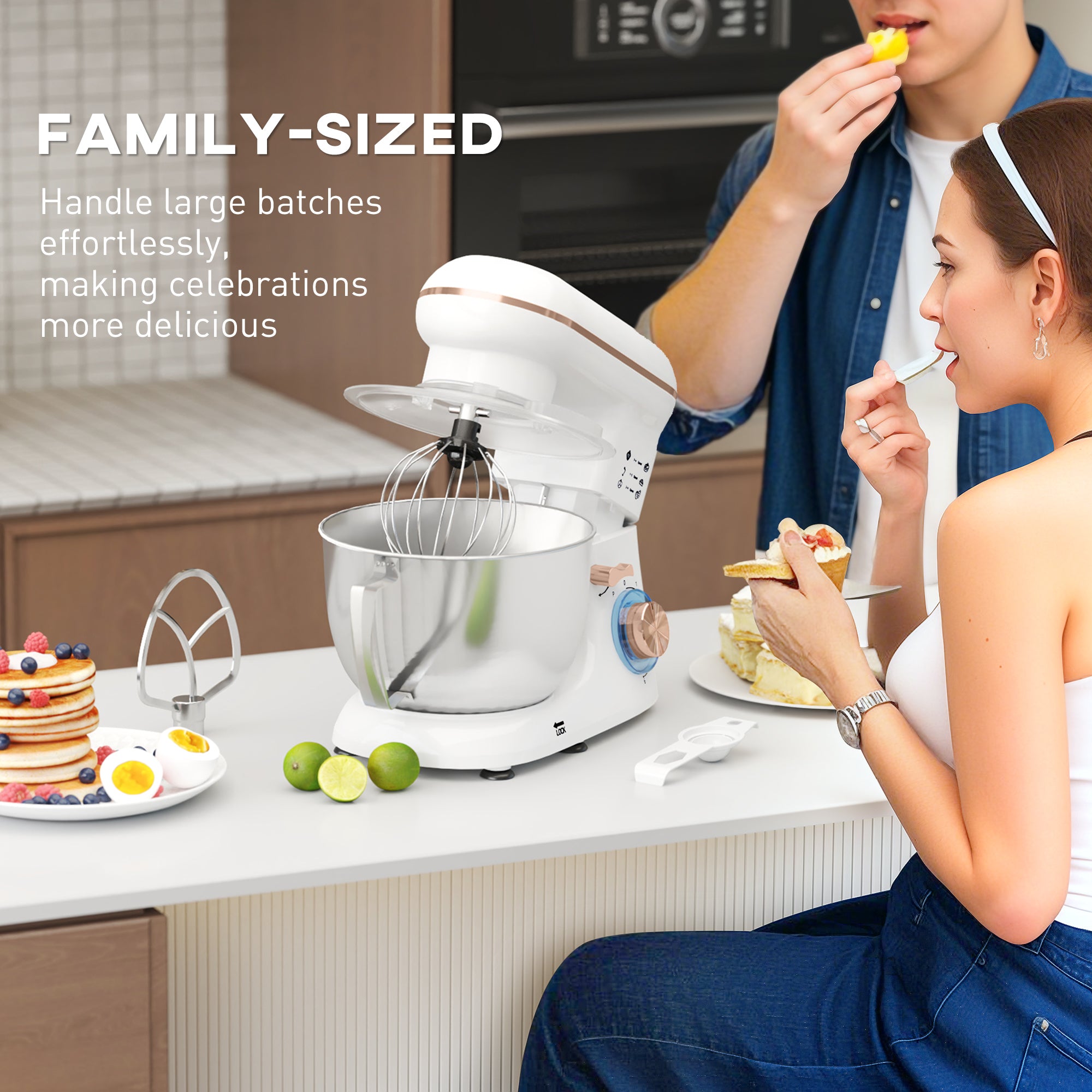 1300W Kitchen Stand Mixer, with Accessories - White