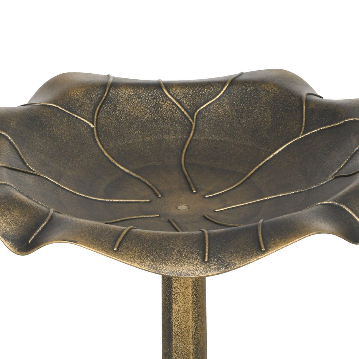 71cm Standing Pedestal Bird Bath with Lotus Leaf Basin for Garden - Bronze Tone
