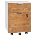 Two-Drawer Lockable Filing Cabinet with Wheels - Wood Effect