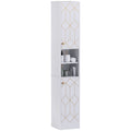 Tall Slim Freestanding Bathroom Storage Cabinet with Doors and Adjustable Shelves - White