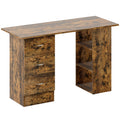 Computer Desk with Drawers, Home Office Desk, Writing Table, PC Workstation with 3 Storage Shelves for Working, Study, 120 x 49 x 72 cm, Rustic Brown