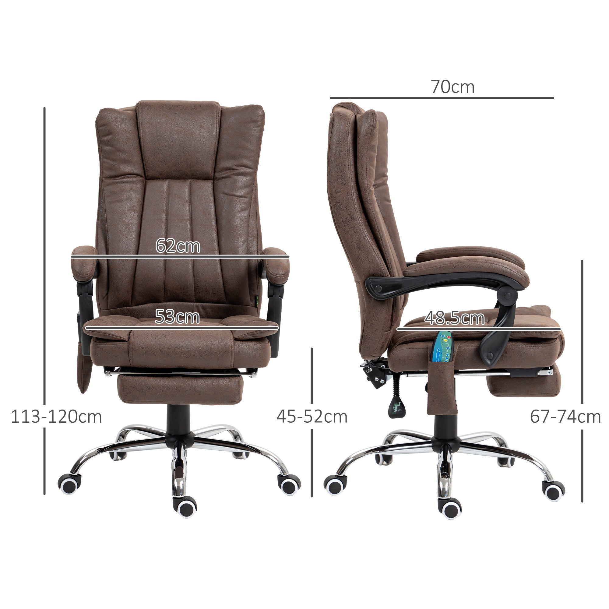 Vibrating Massage Office Chair with Heat, Desk Chair with Height Adjustable and Footrest, Dark Brown