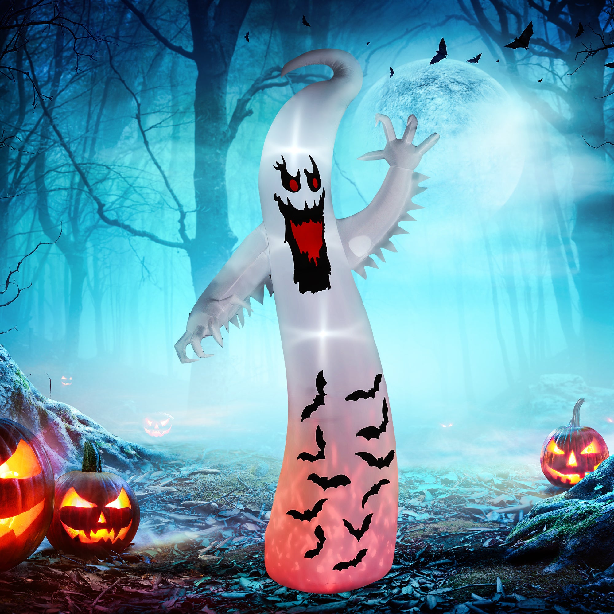 11.8ft Scary Inflatable Ghost Halloween Decoration, with Accessories