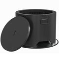 Outdoor Round Fire Pit with Lid and Fire Poker - Black