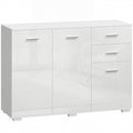 Sideboard, Modern Storage Cabinet with 2 Drawers, 3 Doors and Adjustable Shelves, High Gloss White