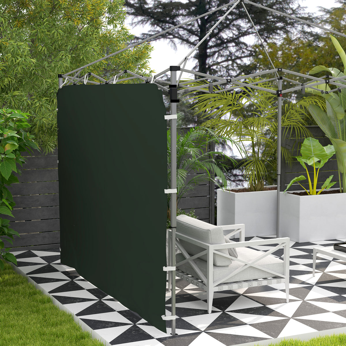 3x3m Gazebo Replacement Sidewall with Pockets & Mesh Bags - Green