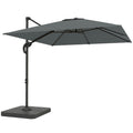 2.4 x 2.4m Cantilever Parasol with Umbrella Weights, UPF50+ Offset Outdoor Umbrella w/ Easy Tilt Adjustment, Dark Grey