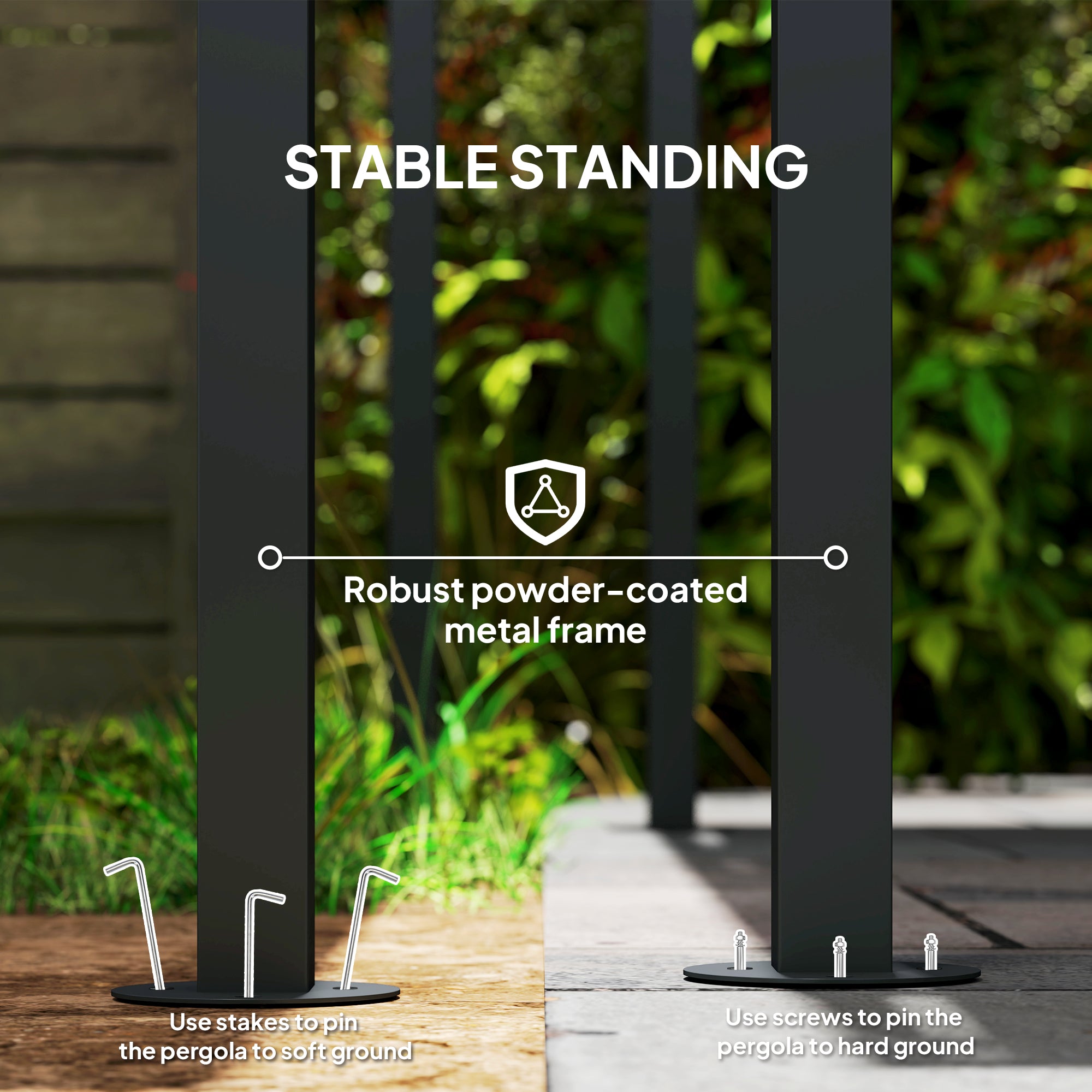 2.4 x 2.4 m Wall Mounted Pergola Gazebo with PA Coating Fabric and Metal Frame, UPF30+, Lean to Garden Gazebo, Wind Resistant Outdoor Sun Shade Shelter for Garden, Deck, Dark Grey