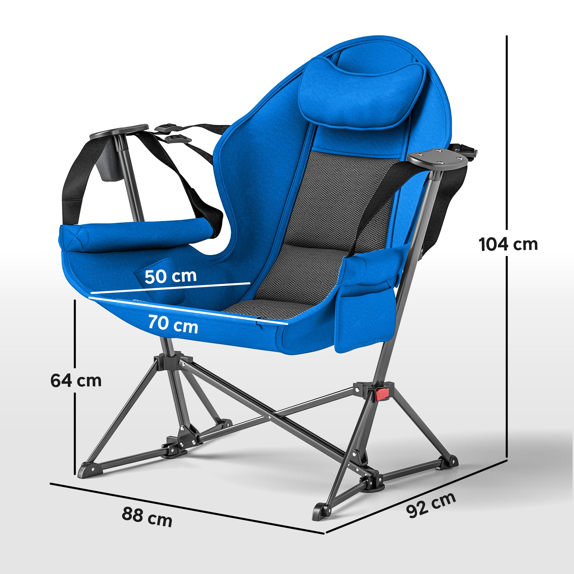 Adjustable Swinging Hammock Camping Chair Set of 2 with Cup Holder - Blue