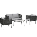 4-Piece Garden Furniture Set with Cushions - Light Grey