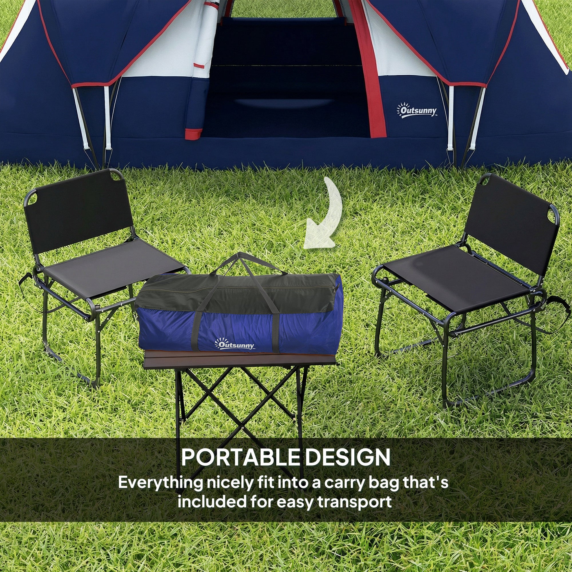 5-6 Man Camping Tent, Tunnel Tent, Water Resistant Hiking Shelter with Groundsheet and Carry Bag, Navy Blue