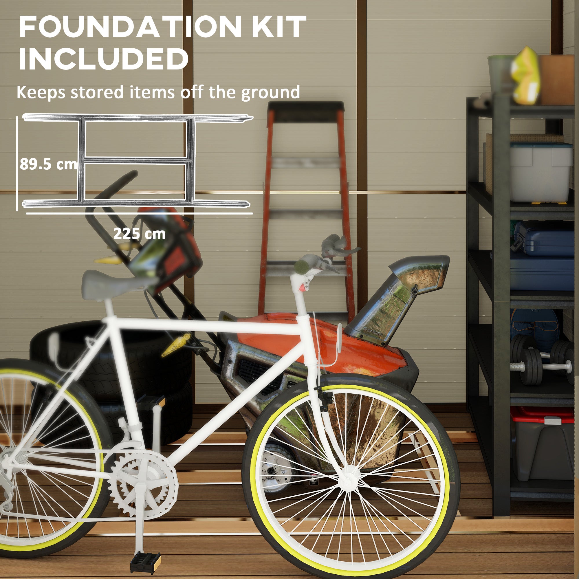 7.9ft x 6.2ft Aluminium Frame Garden Shed with Foundation - Cream White