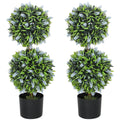 Set of 2 Decorative Artificial Lavender Ball Trees in Pots, 70cm - Blue