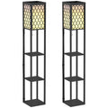 Three-Shelf Standing Lamps Set of 2 - Black