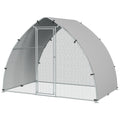 Galvanised Outdoor Chicken Coop for 4-6 Chickens, Hens, Ducks & Rabbits with Cover 3 x 1.9 x 2.2m - Silver Tone