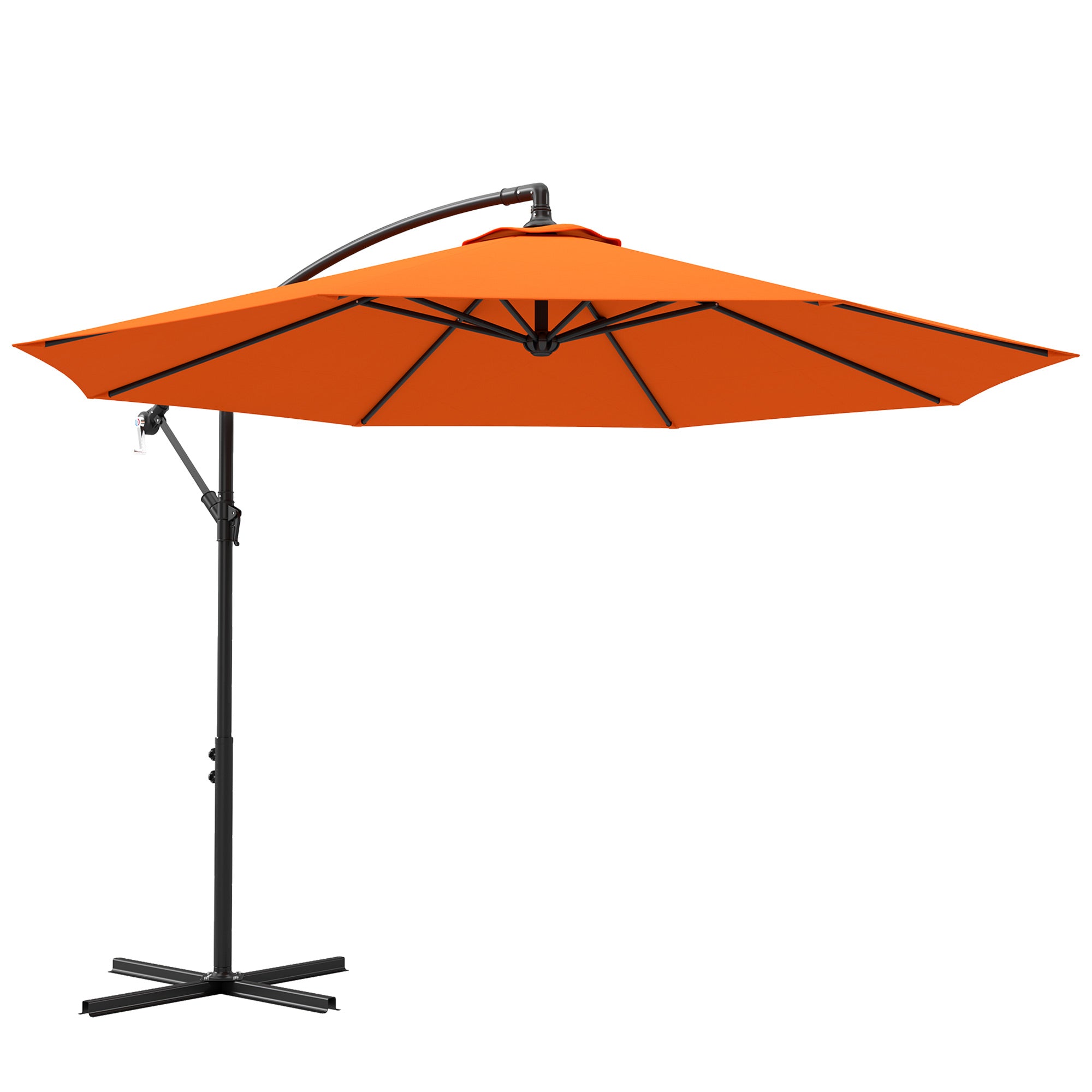 3 Metre Overhanging Garden Parasol with Base - Durable Orange