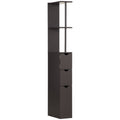 Tall Freestanding Bathroom Storage Cabinet with Shelves & Drawers - Brown