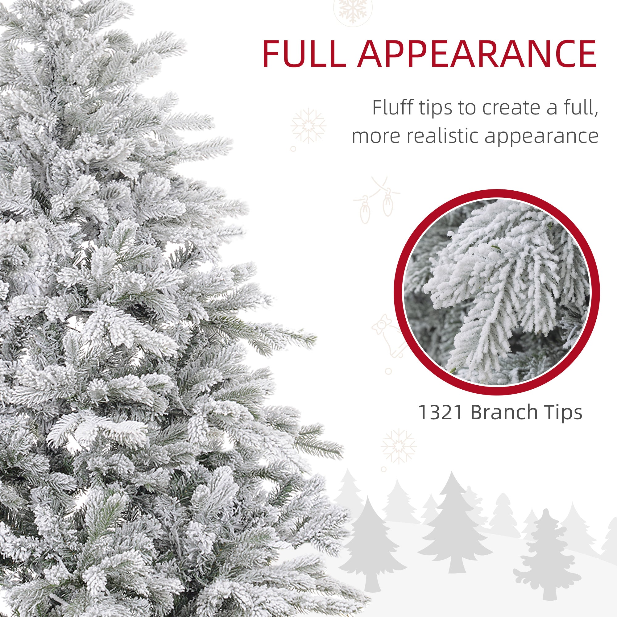 6ft Bushy Snow-Flocked Artificial Christmas Tree, with LED Lights