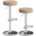 Bar Stools Set of 2, Modern PU Leather Swivel Barstools, Height Adjustable Breakfast Bar Chairs with Footrest, Brown