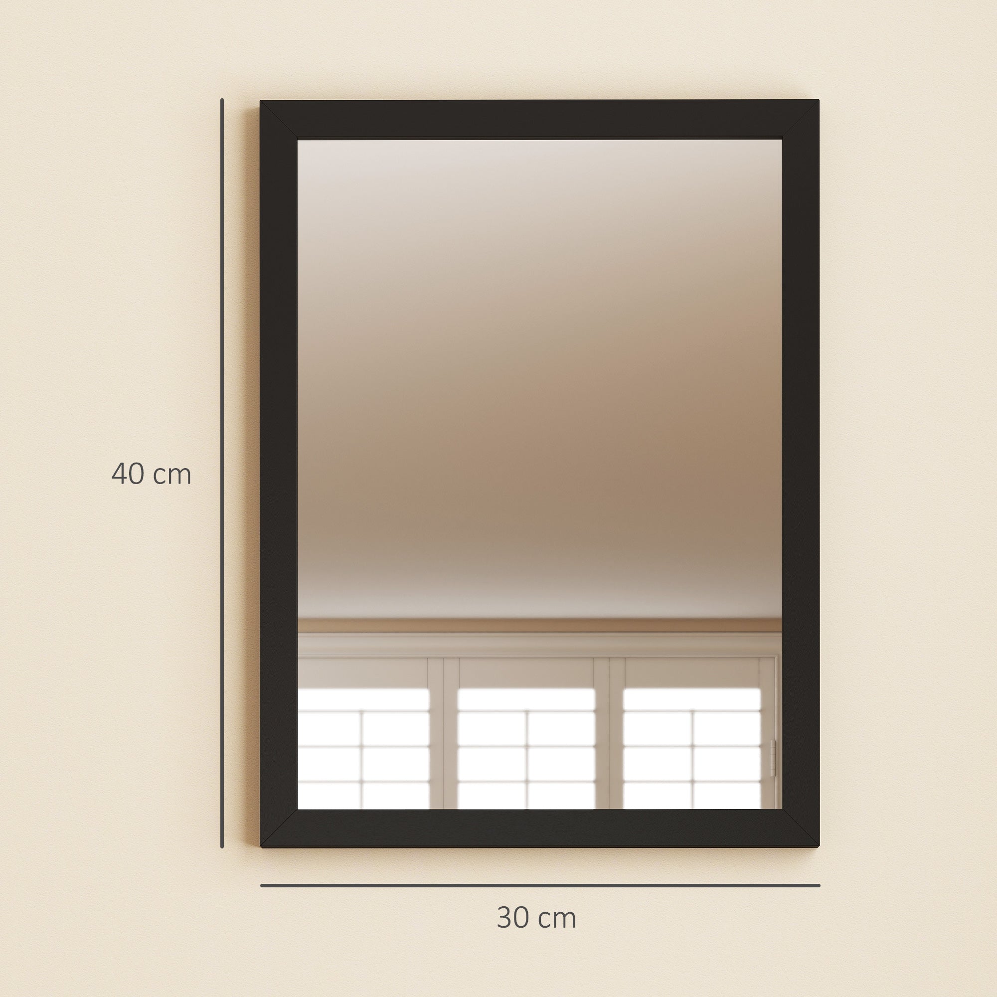 Wall Bathroom Mirror, 30 x 40 cm Wall-Mounted Mirror for Living Room, Bedroom, Hallway, Set of 2, Black