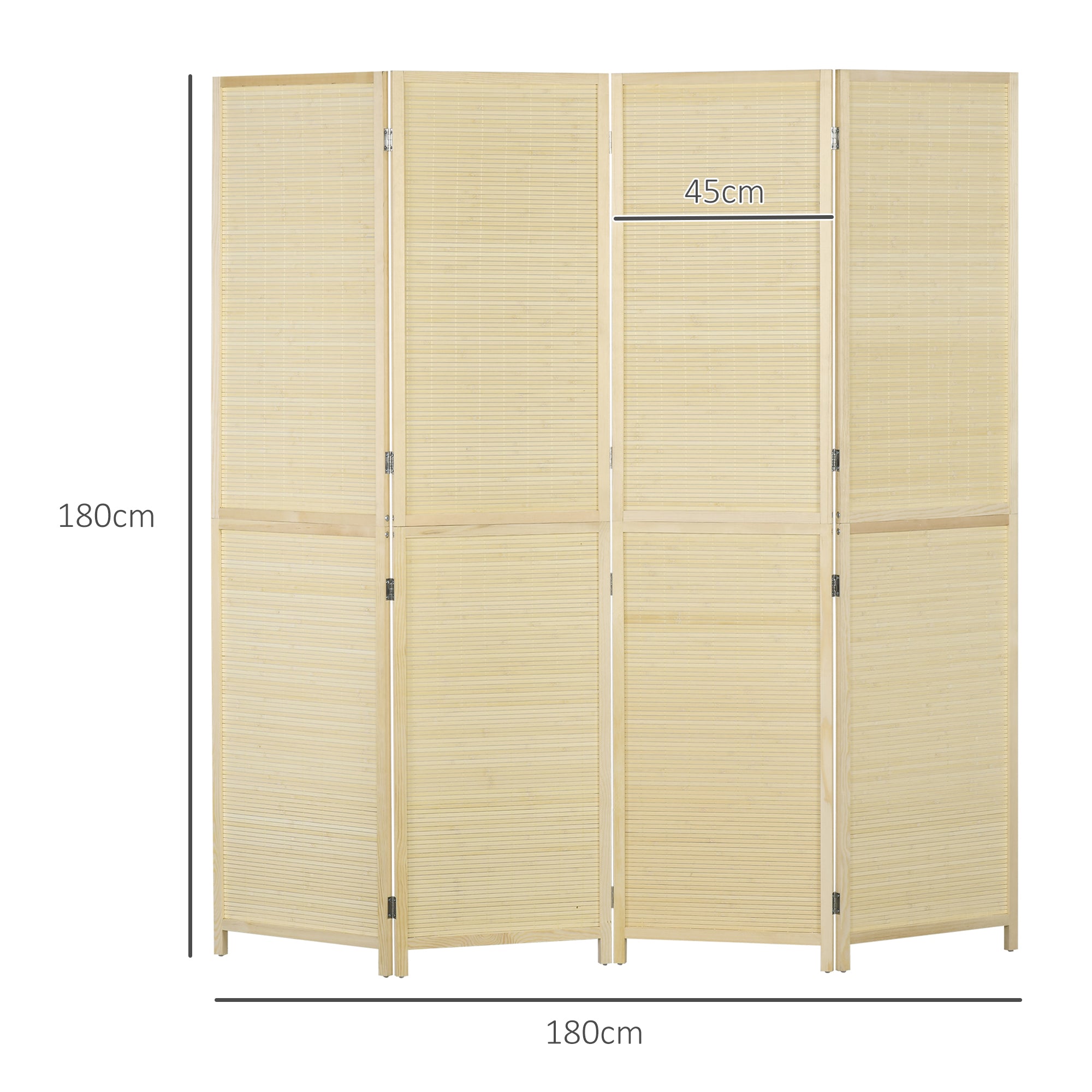 Room Divider, Freestanding Privacy Screen, 4 Panel Folding, 180 x 180cm, Natural