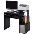 Computer Desk with Sliding Keyboard Tray, Storage Drawer & Shelf - Black